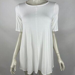 Eileen Fisher Viscose Tunic Top Women PM‎ Short Sleeve Scoop Neck Swing Shirt